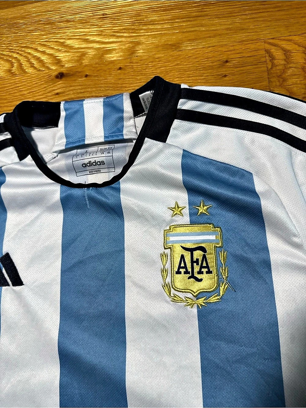 Adidas Argentina Home Soccer Jersey 2022 World Cup Sky Blue White Stripes Large - Picture 4 of 6